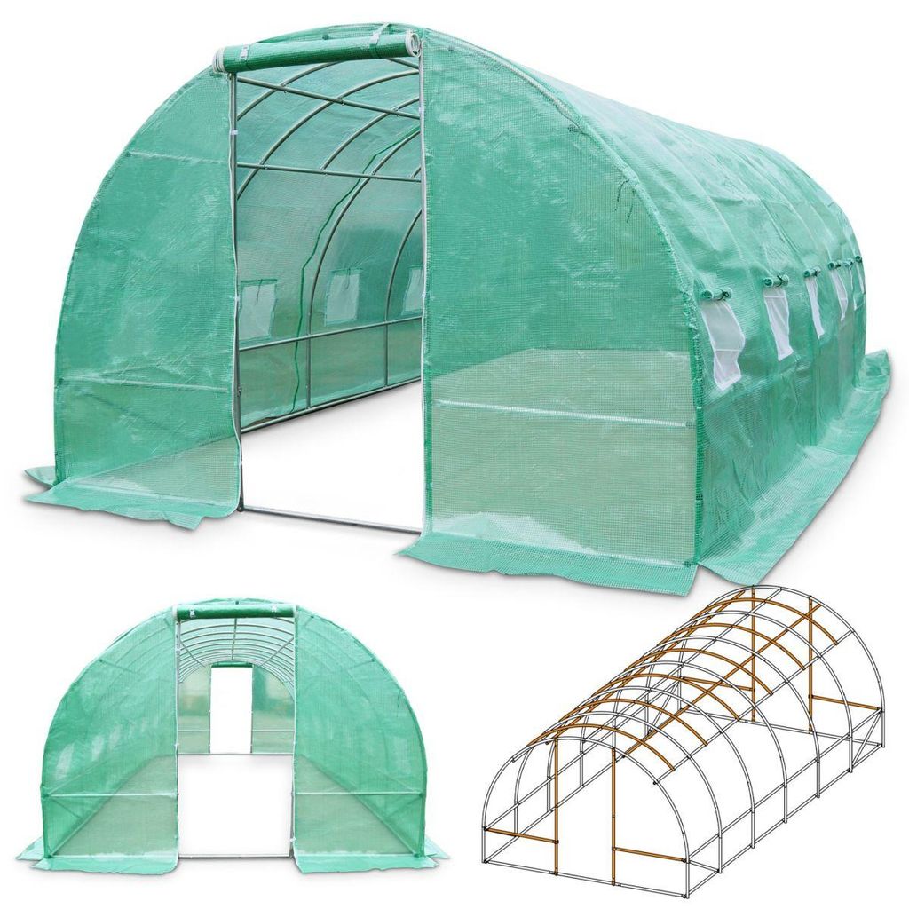 Folien Gewächshaus TOM GH-1800 | 300×200×600 cm (B×H×T ) | 140g/m² | Gitterschutzfolie | Wasserfest | UV-Beständig Erdanker