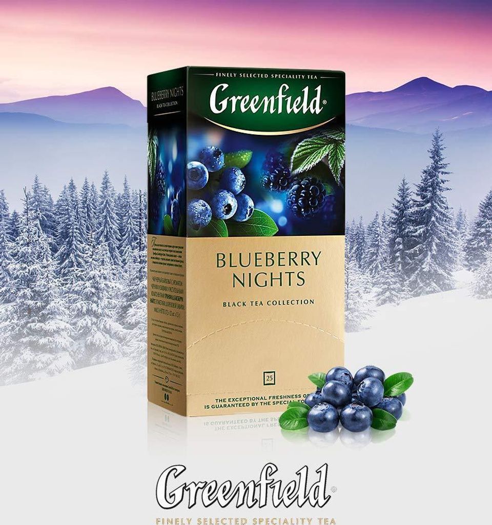 Greenfield Schwarztee Blueberry Nights 25 Teebeutel Tee Produktbild 