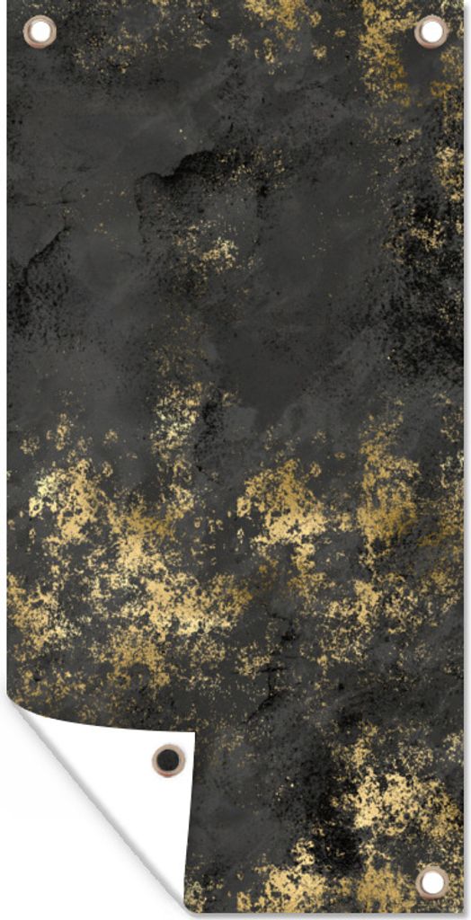 MuchoWow 80x160 cm Outdoor-Poster Gartendeko Sichtschutz Garten Poster für den Garten Gold - Farbe - Abstrakt - Schwarz