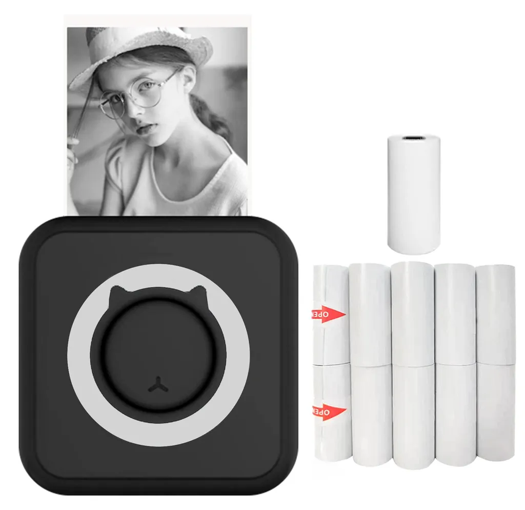 Imprimante instantanée Bluetooth de poche - Tirage photo mini sans fil blanc
