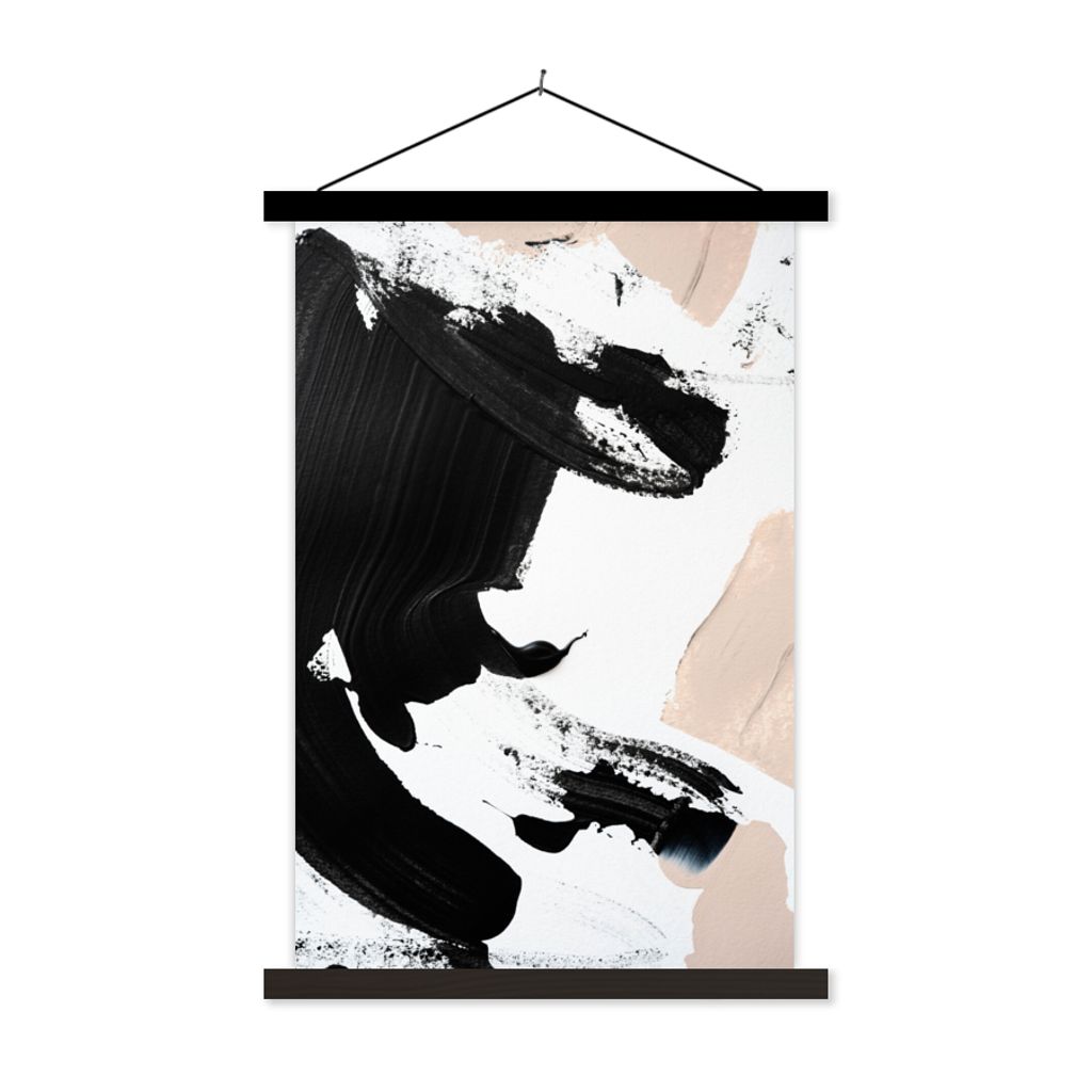 MuchoWow Textilposter Farbe - Design - Abstrakt 60x90 cm mit schwarzem Rahmen - Poster Wohnzimmer