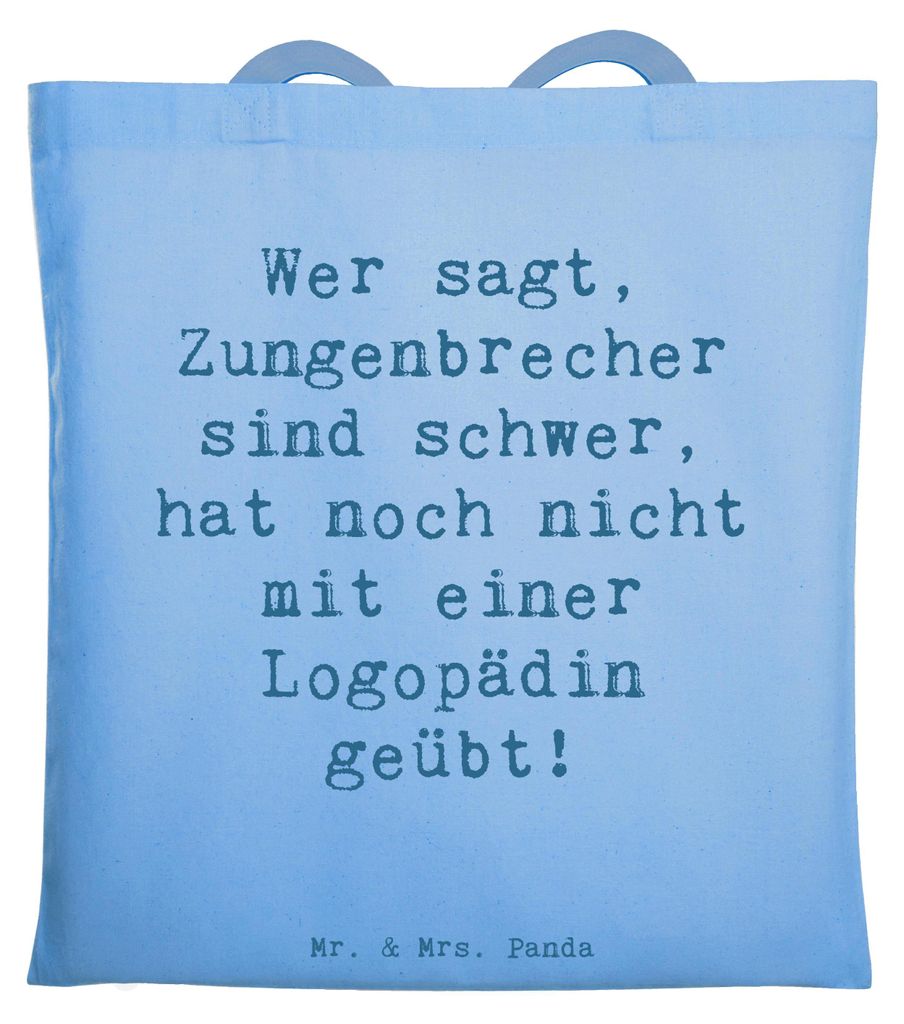 Mr. & Mrs. Panda dokumententasche Spruch Training mit Logopädin - Sky Blue - Geschenk, Einkaufstasche, kreative Geschenke, personalisierte, Beruf,...