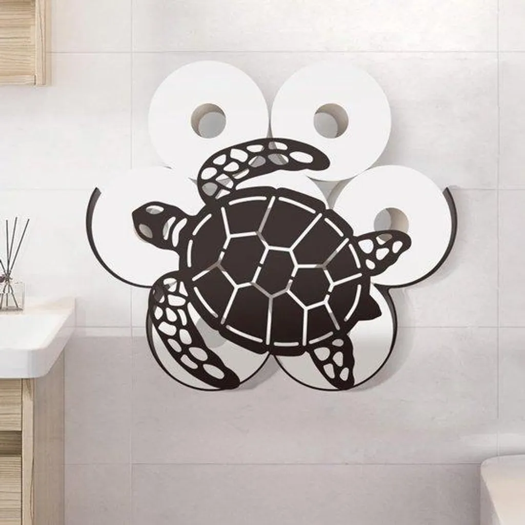 Dévidoir papier toilette mural en métal décor mer et tortues marines