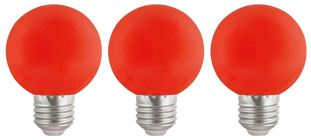VITO LED-Lampe G45 E27 - 3 W (ersetzt 20 W) - 180 lm - Rotes Licht - 180-240 V - Flimmerfrei - Energieeffizient - 3 Stück