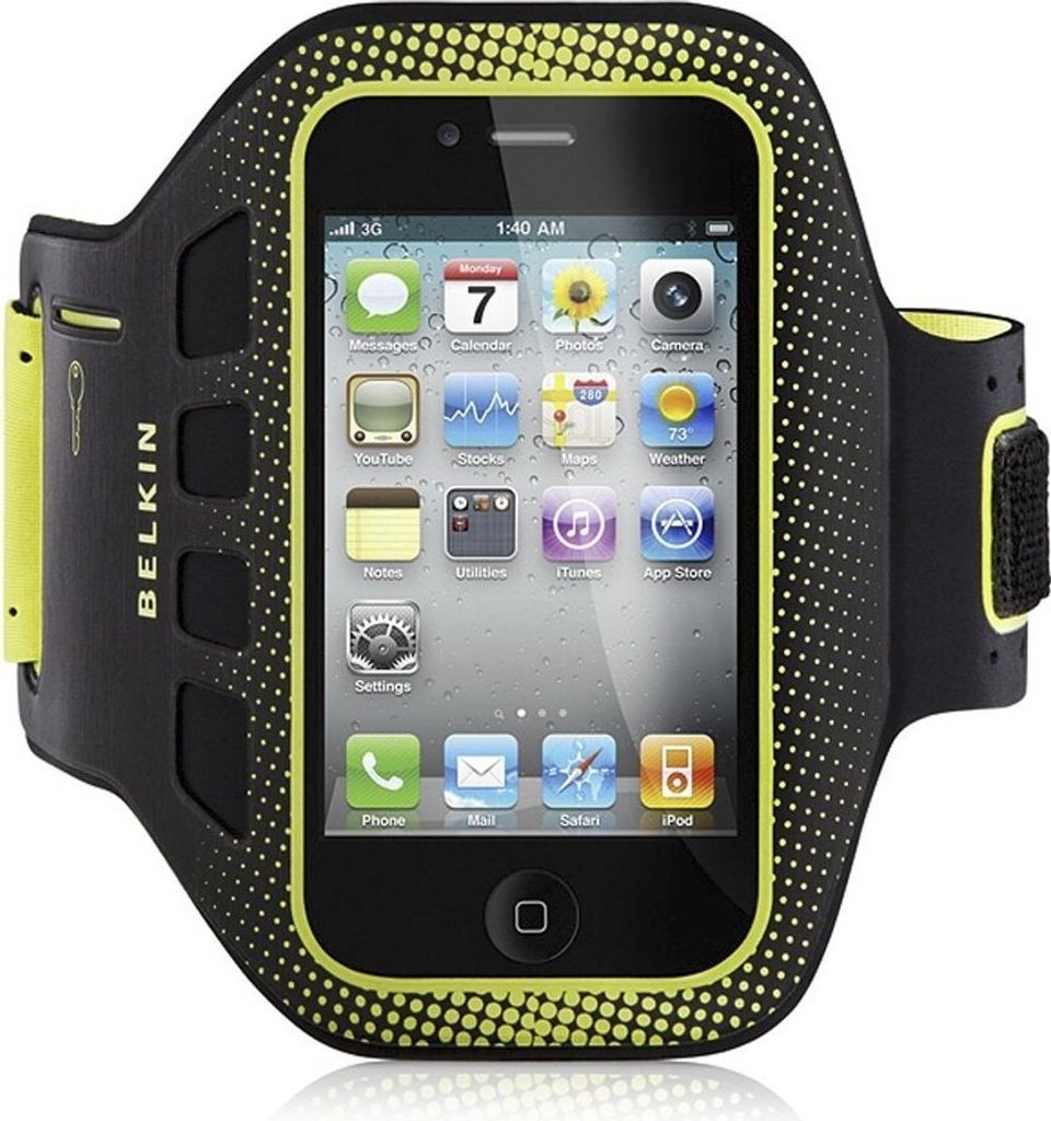 Belkin EaseFit Sport, Armbandbehälter, Apple, iPhone 4S, Schwarz, Gelb