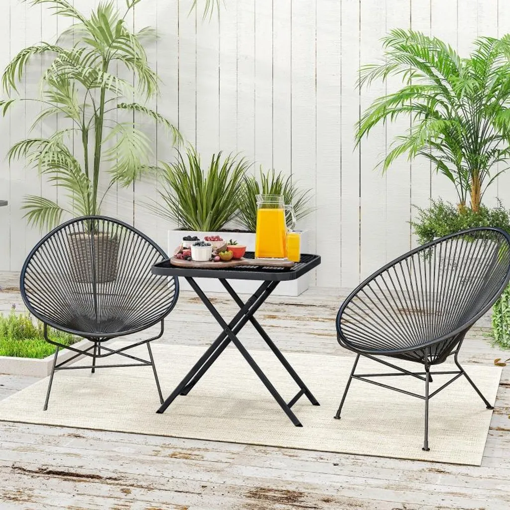Table pliante extérieure résistante aux intempéries acier noir 70cm - 2