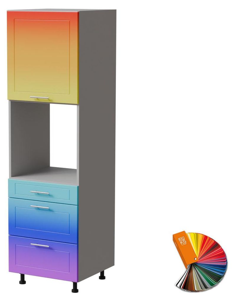 Backofenumbauschrank BARI 60x207cm lackiert Ausführung wählbar BA-D14/RU/3 (MRA),RAL Wunschfarbe matt (K5),grau