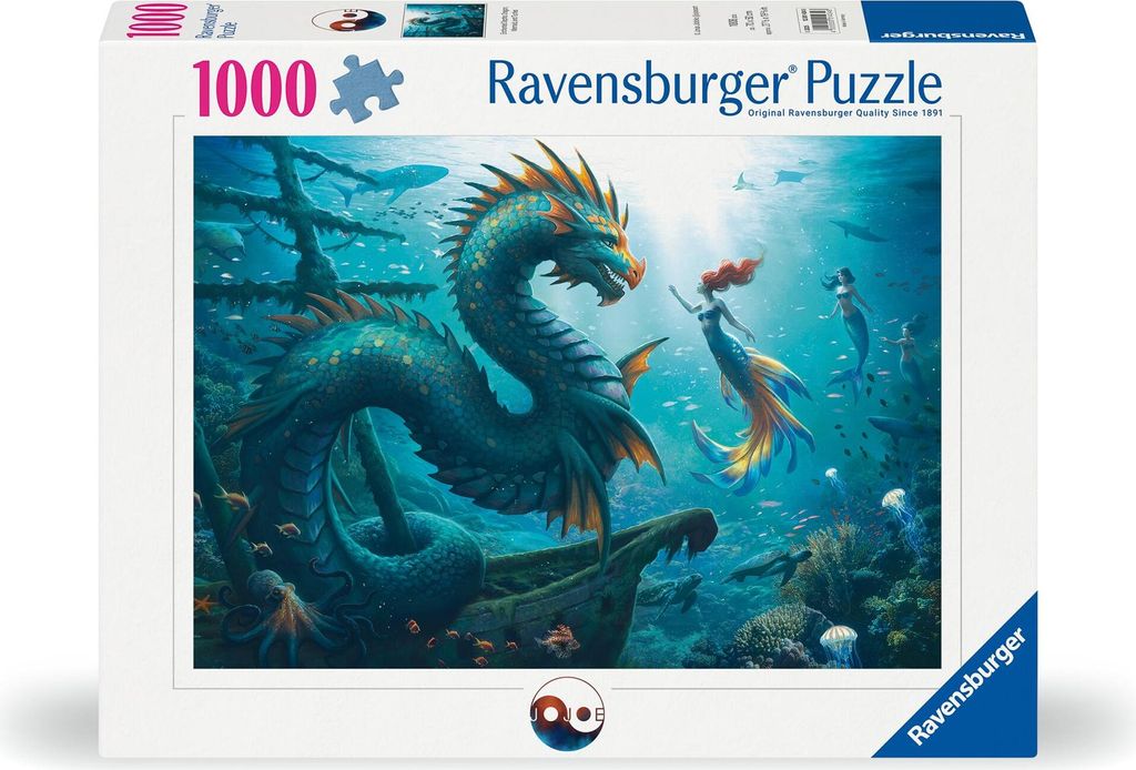Ravensburger Puzzle 12001434 - Enchanted Depths: Dragon, Mermaid and Turtles - 1000 Teile Puzzle für Erwachsene und Kinder ab 14 Jahren