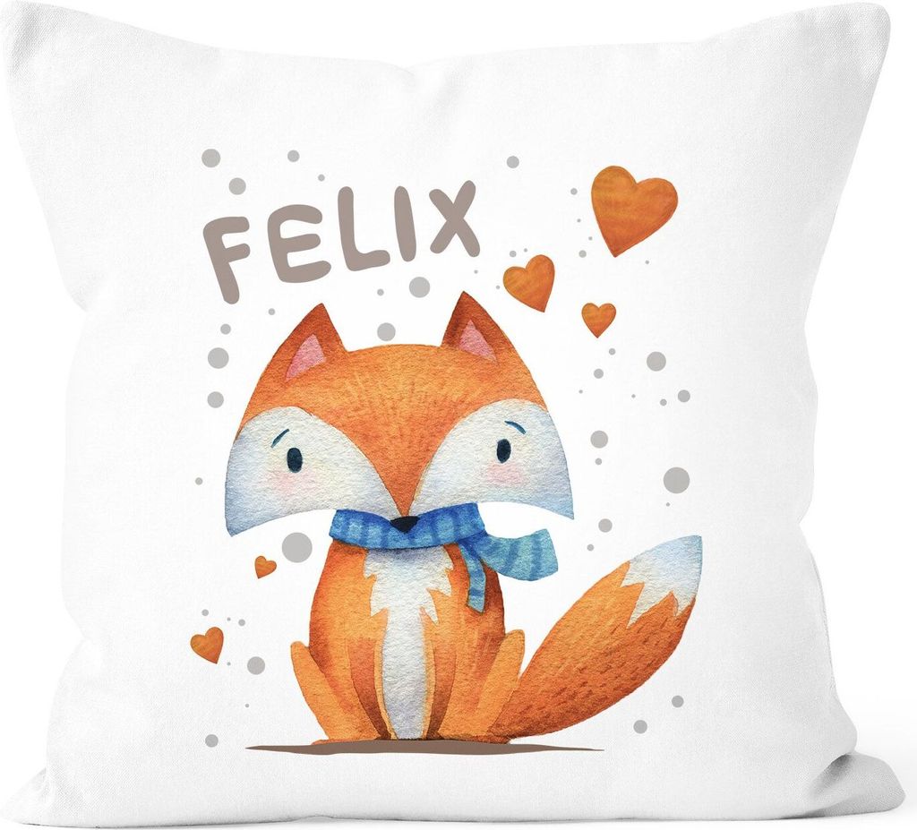 SpecialMe Kissen-Bezug mit Namen für Kinder Fuchs Namenskissen personalisierte Geschenke weiß unisize