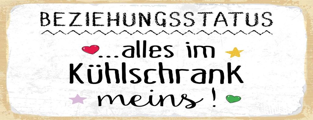 vianmo Holzschild 10x27 cm Beziehungsstatus alles im Kühlschrank meins