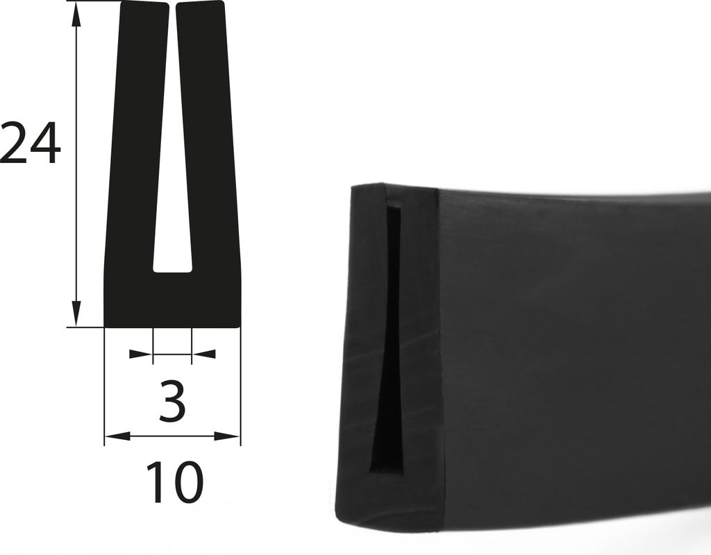 V45 Fassungsprofil Fassungsbereich 3 mm Kantenschutz EPDM Gummiprofil Gummidichtung