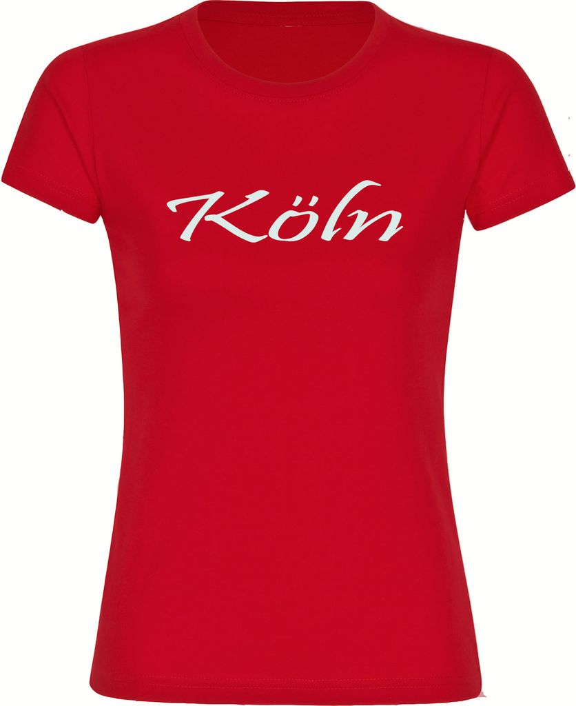 multifanshop Damen T-Shirt - Köln - Schriftzug, rot, Größe XL