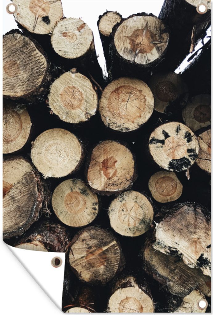 MuchoWow 60x90 cm Outdoor-Poster Gartendeko Sichtschutz Garten Poster für den Garten Holz - Winter - Kamin - Kofferraum