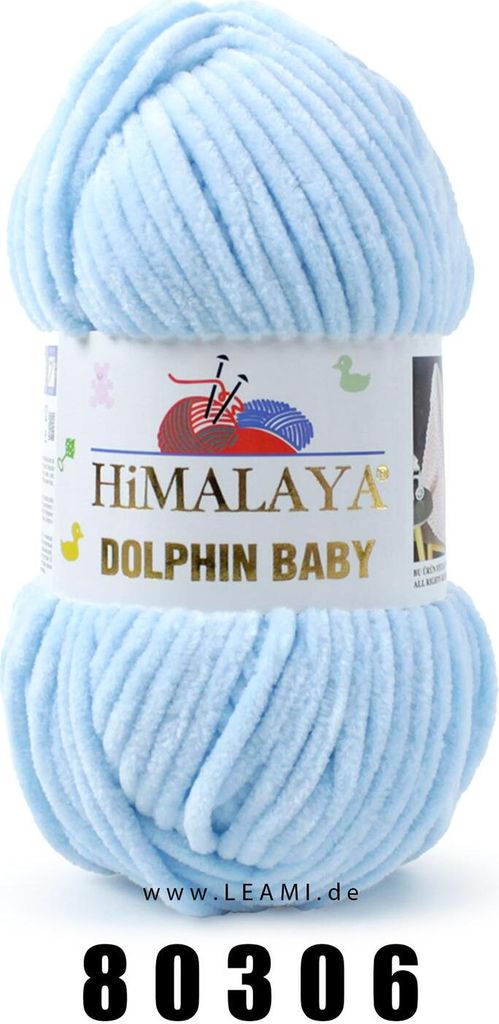 A ball of light blue yarn with a label.
