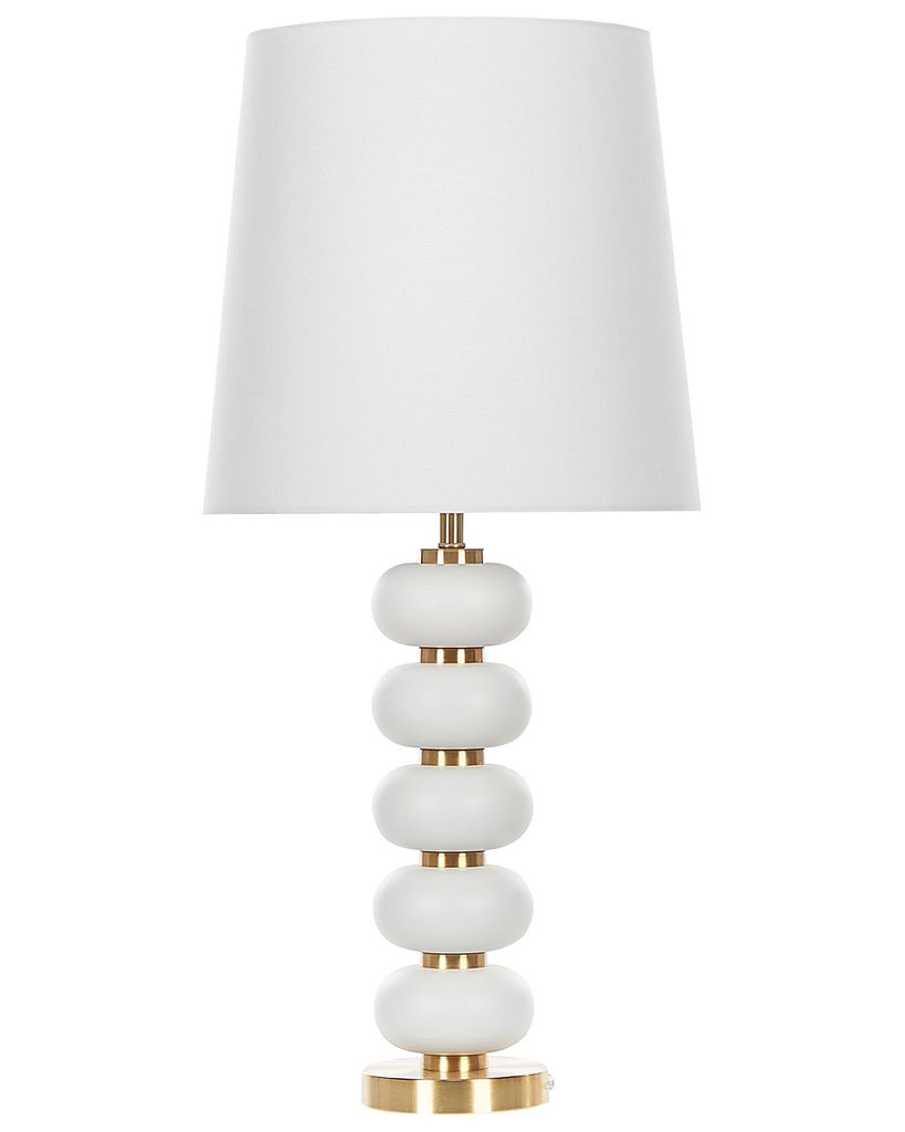 BELIANI Lampe à poser en métal blanc doré avec abat-jour en Image du produit 