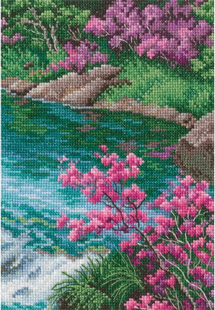 Point de Croix Fleurs pour Tableau Déco - Kit DIY Broderie Main