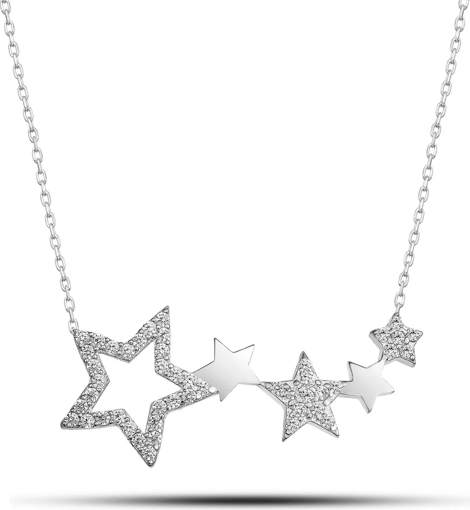Collier argent 925 anti-oxydation et zircons sertis Five-Star Road