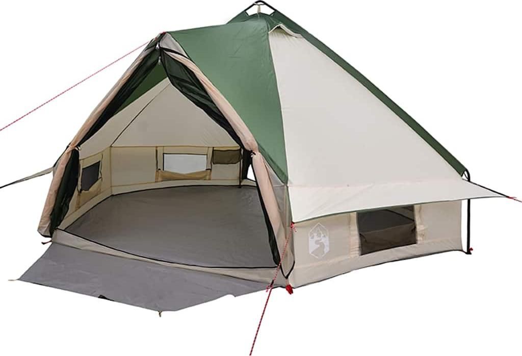 vidaXL Teepee Zelt für 6 Personen Grün und Weiß 431 x 366 x 185 cm