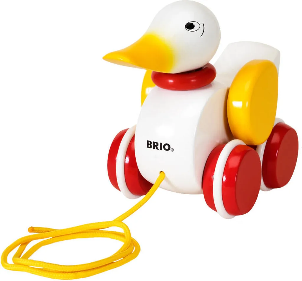 Aider Bébé à Marcher avec le Canard à Traîner BRIO en Bois Laqué Blanc