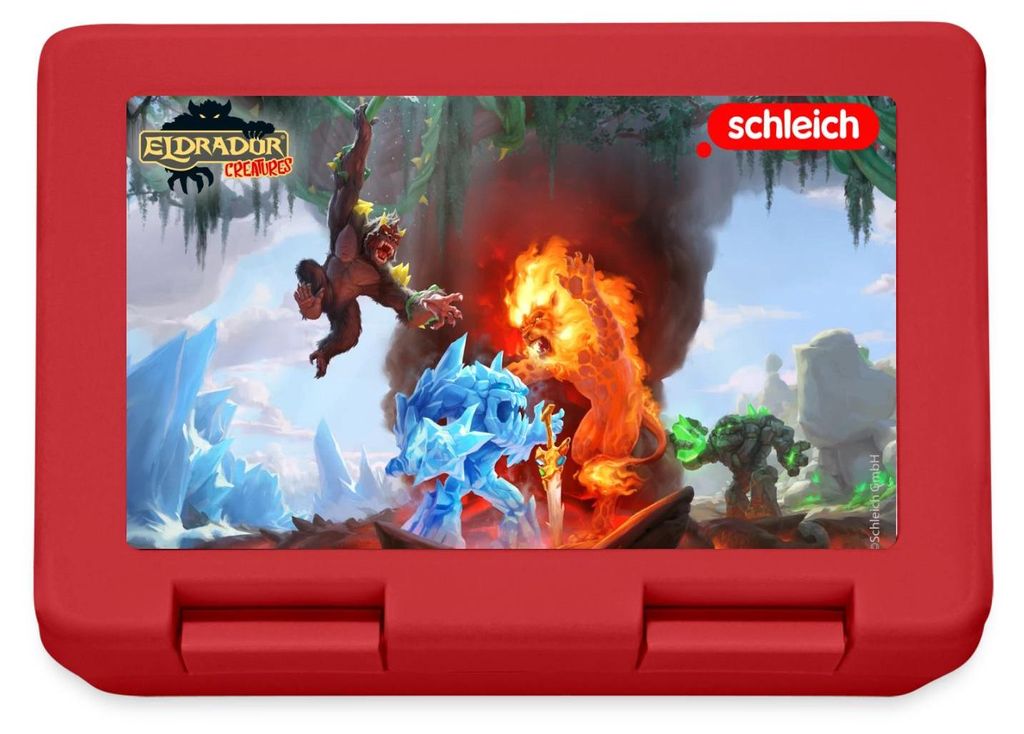 Spreadshirt Schleich Eldrador Creatures Eiswelt und Lavawelt Brotdose Lunchbox, One size, Rot