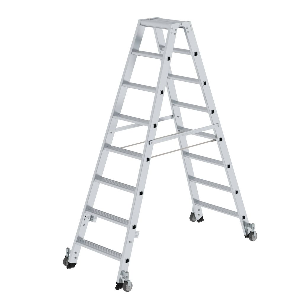 MUNK Stehleiter beidseitig begehbar mit Rollen 2x8 Stufen Produktbild 