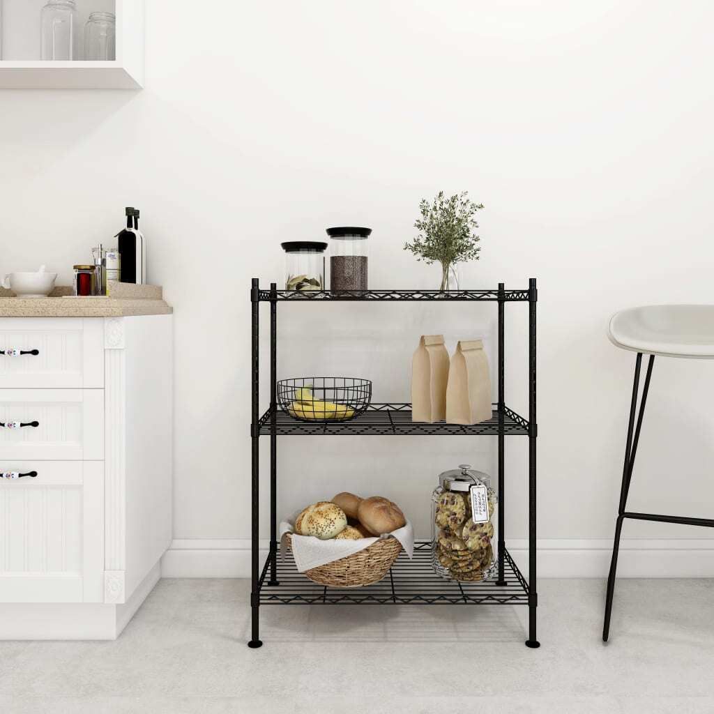 "2026 Promotion" Lagerregal mit 3 Böden 60x35x76 cm Schwarz 150 kg - Lager- & Regalsysteme CC12483