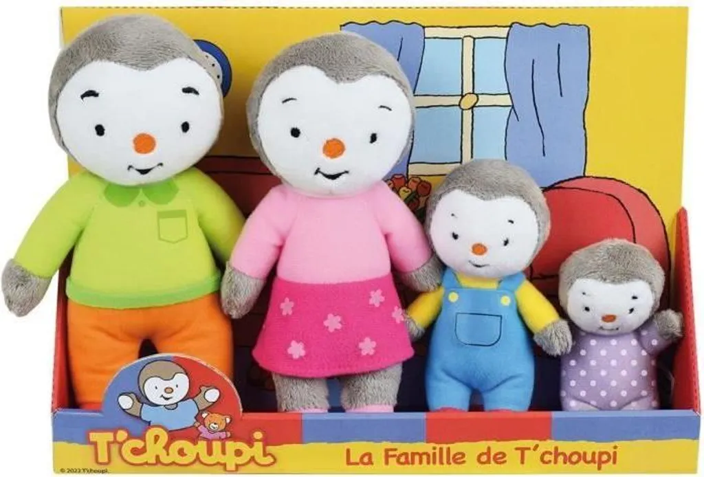 Famiglia T'Choupi 4 Peluche Jemini - Set Completo Originale 19cm