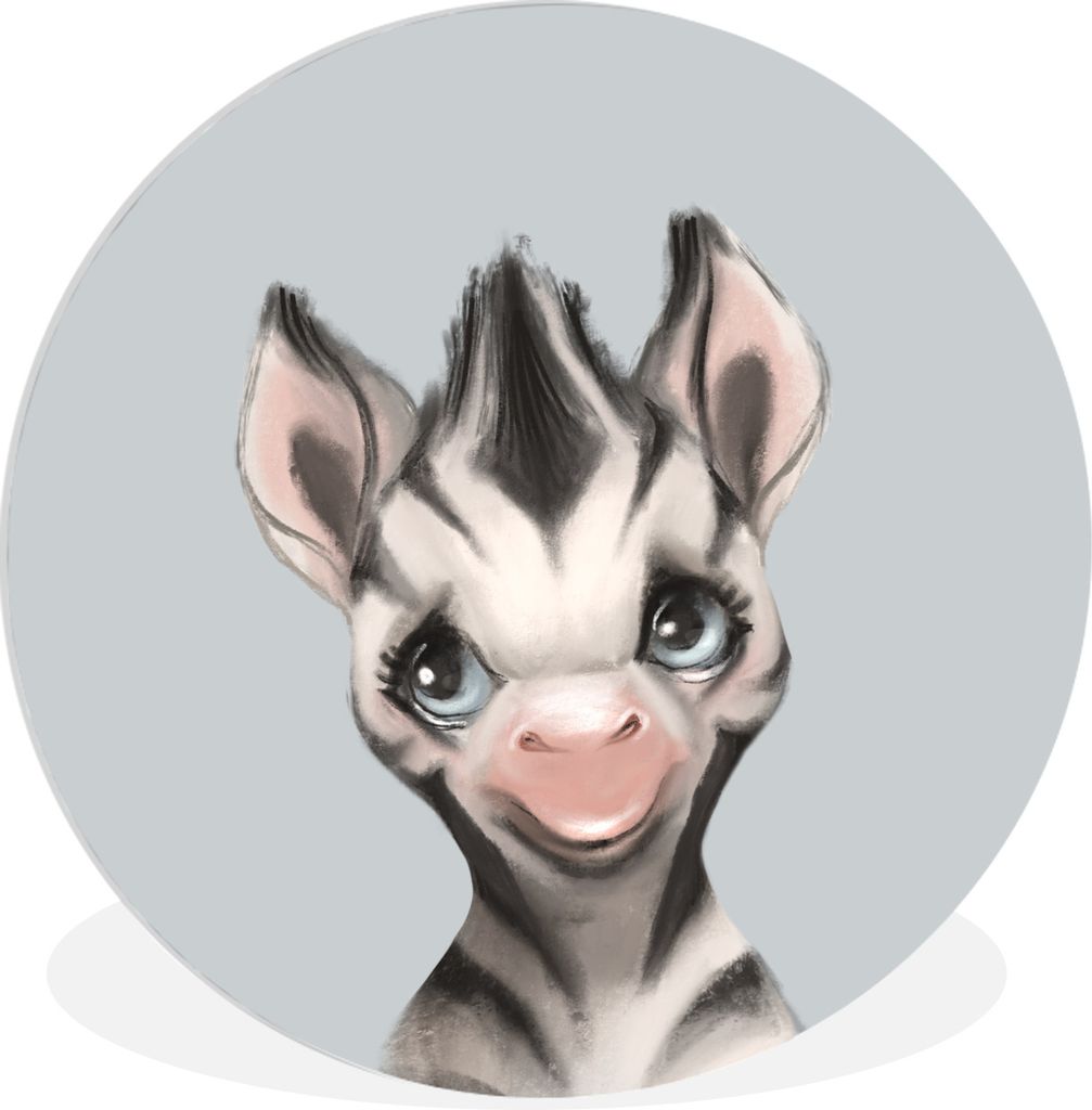 MuchoWow Rundes Wandbild - Runde Bilder Zebra - Dschungel - Grau Ø 30 cm Kreis Wanddekoration Kunststoff - Wandkreis - Wandschmuck - Schlafzimme...