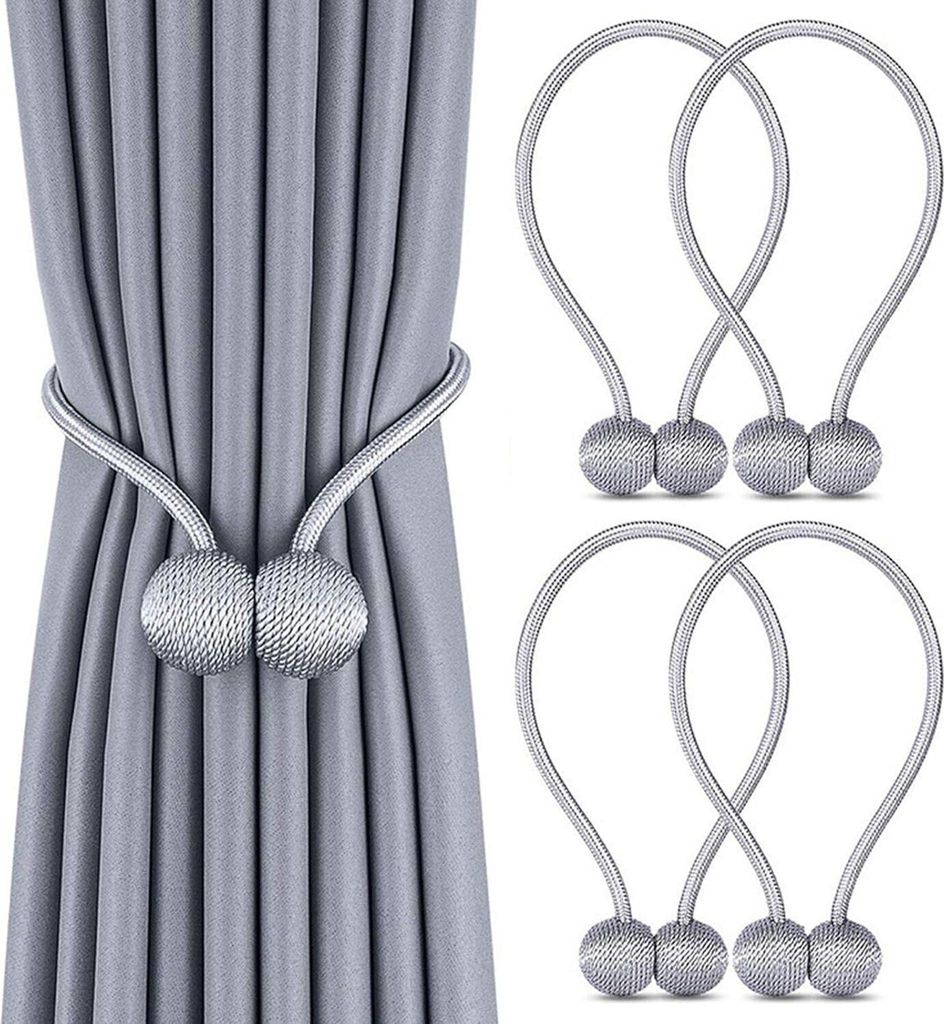 4 Stück Magnetische Vorhang-Raffhalter, Vorhang-Clips, Seil-Vorhanghalter hinten, Schnallen, Vorhangbinder, Vorhanghalter für Heim Bürodekoratio...