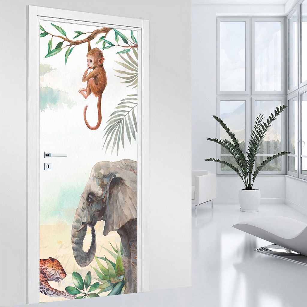 Aufkleber für Türen – Lumaléa – Dschungel – MATT-Kleber – Breite 93 x H?he 205 cm