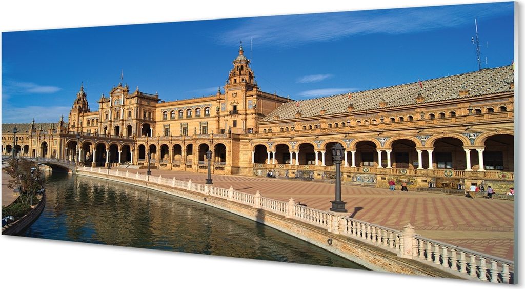 Glasbilder 125x50 Wandkunst Spanien Alte Stadtmarkt