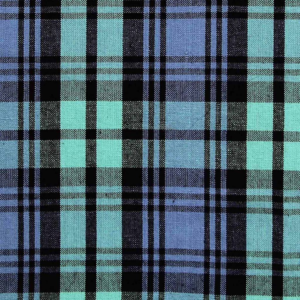 HOMESCAPES Karierter Baumwollstoff Black Watch – Meterware Tartan-Muster blau-grün, 150 cm breit