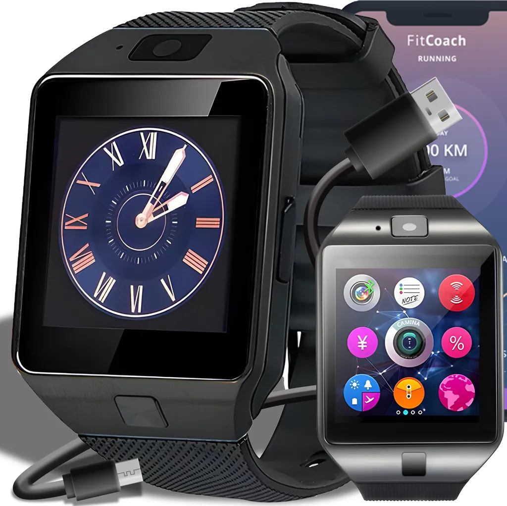 Smartwatch Bluetooth DZ-09 Retoo 45mm pour Appels et SMS Android et iOS