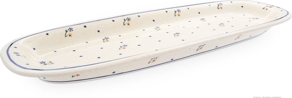 Original Bunzlauer Keramik Servierplatte Platte Teller sehr lang schmal länglich oval 49x16,7x3 cm Design 111