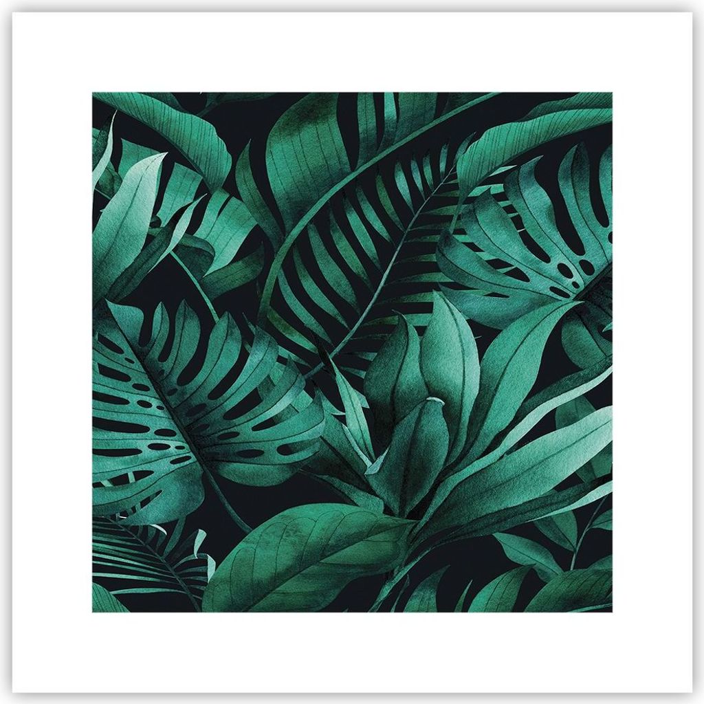 Poster - Poster ohne Rahmen - Blätter Grafiken Monstera - 30x30 cm - Wand Bild - Wanddeko - Wandbilder - Kunstposter - Wandposter - Bilder - Kunst...
