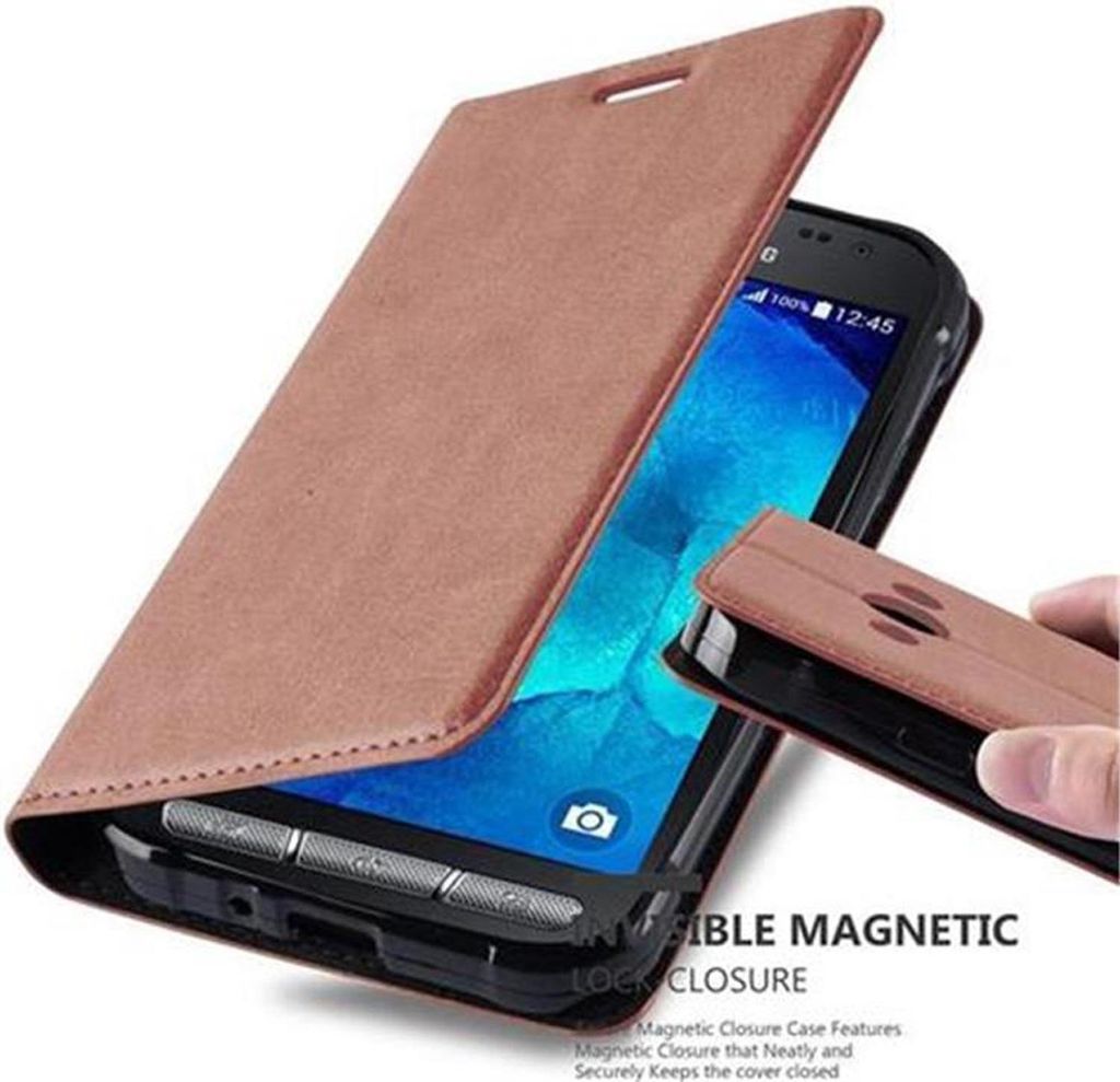 Cadorabo Hülle für Samsung Galaxy XCover 3 Schutz Hülle in Braun Handyhülle Etui Case Cover Magnetverschluss