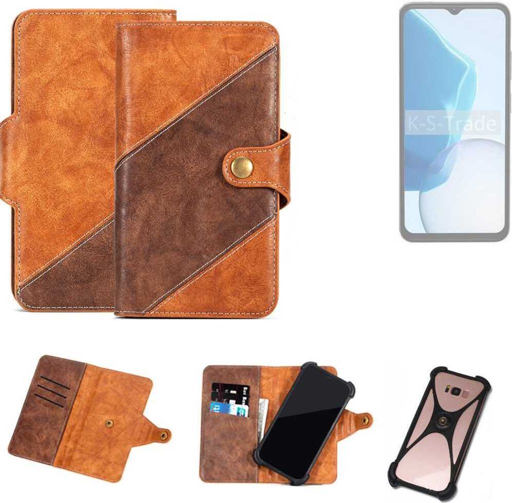 K-S-Trade Handyhülle Schutzhülle Bookstyle Case Wallet-Case kompatibel mit Doogee N55 Cover Klapphülle Kantenschutz Smartphone dunkelbraun braun 1x