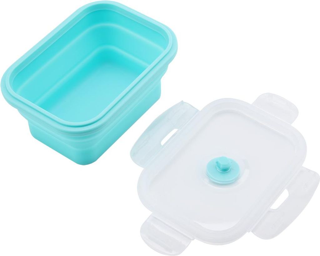 Tragbare Silikon-Lunchbox faltbar Mikrowelle sicher Lunchbox Lebensmittel Container grün 500ml