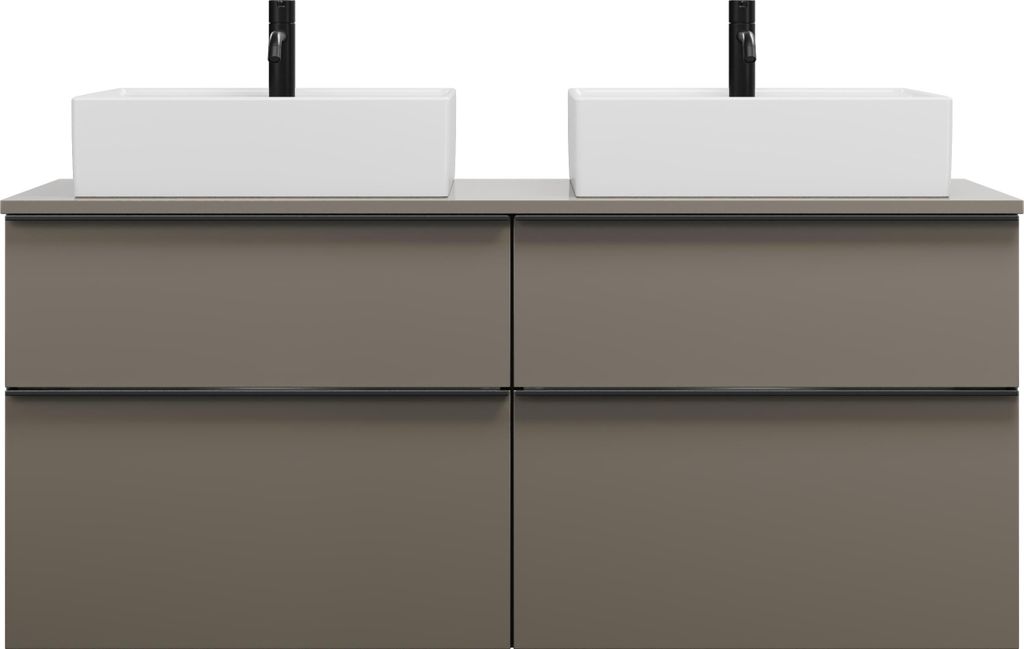 burgbad Eqio Keramik-Aufsatzwaschtische, inklusive Waschtischunterschrank mit 4 Schubladen, Breite 1400mm, SGUR140F2010C0001G0252
