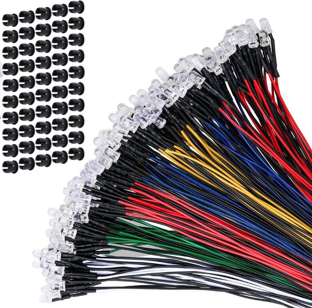 60 Stücke 5mm DC 12V Vorverdrahtete LED Dioden Licht, Vorverdrahtete Lampe für Modellbau Beleuchtung