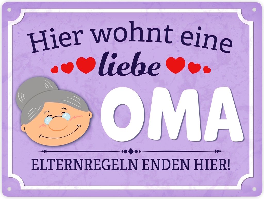 Hier wohnt eine liebe Oma Metallschild XXL in 28x38 cm Produktbild 
