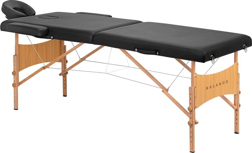 Klappbarer Massagetisch aus Holz Balance Lux 2-teilig 190x70 schwarz