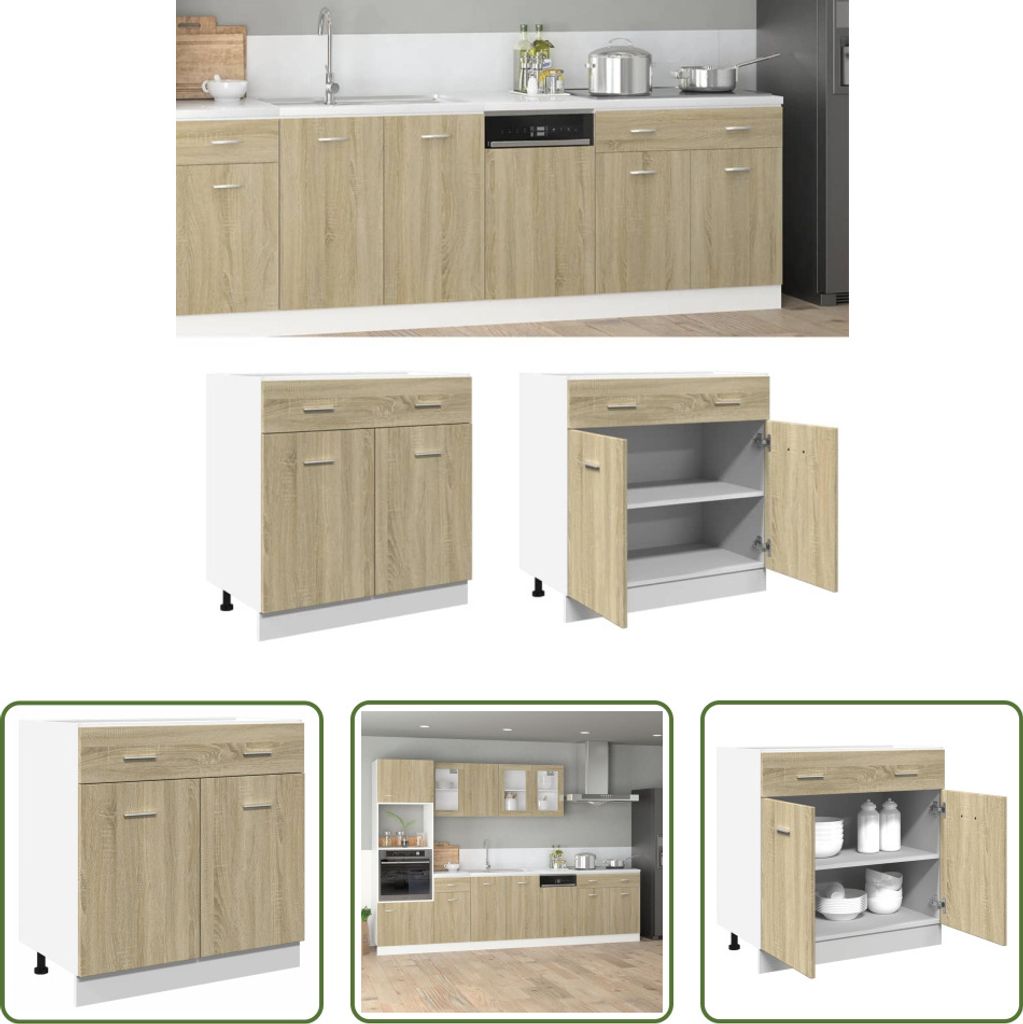 The Living Store Schubunterschrank Sonoma-Eiche 80x46x81,5 cm Holzwerkstoff