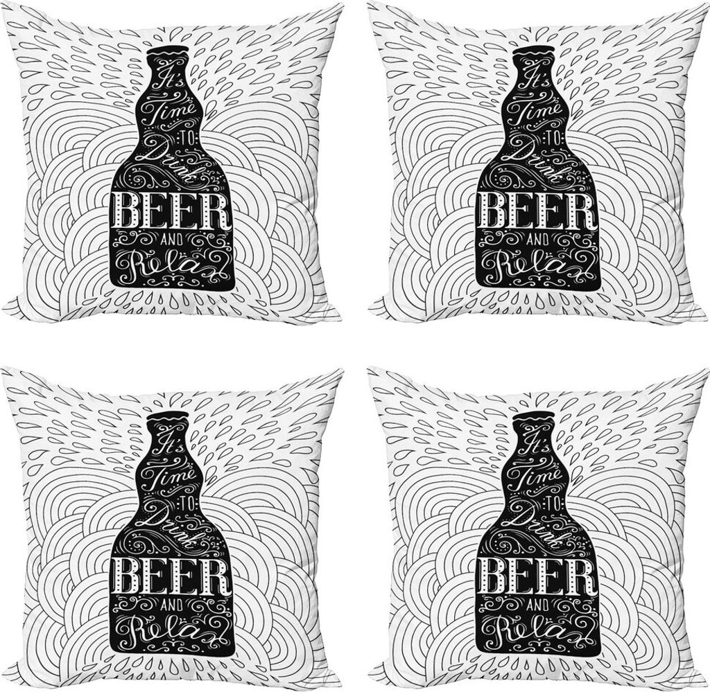 ABAKUHAUS Irish Pub Kissenbezug Set (4 Stück), Es ist Zeit, um Bier zu trinken, Moderner Doppelseitiger Digitaldruck, 40 cm x 40 cm, Charcoal Grau...