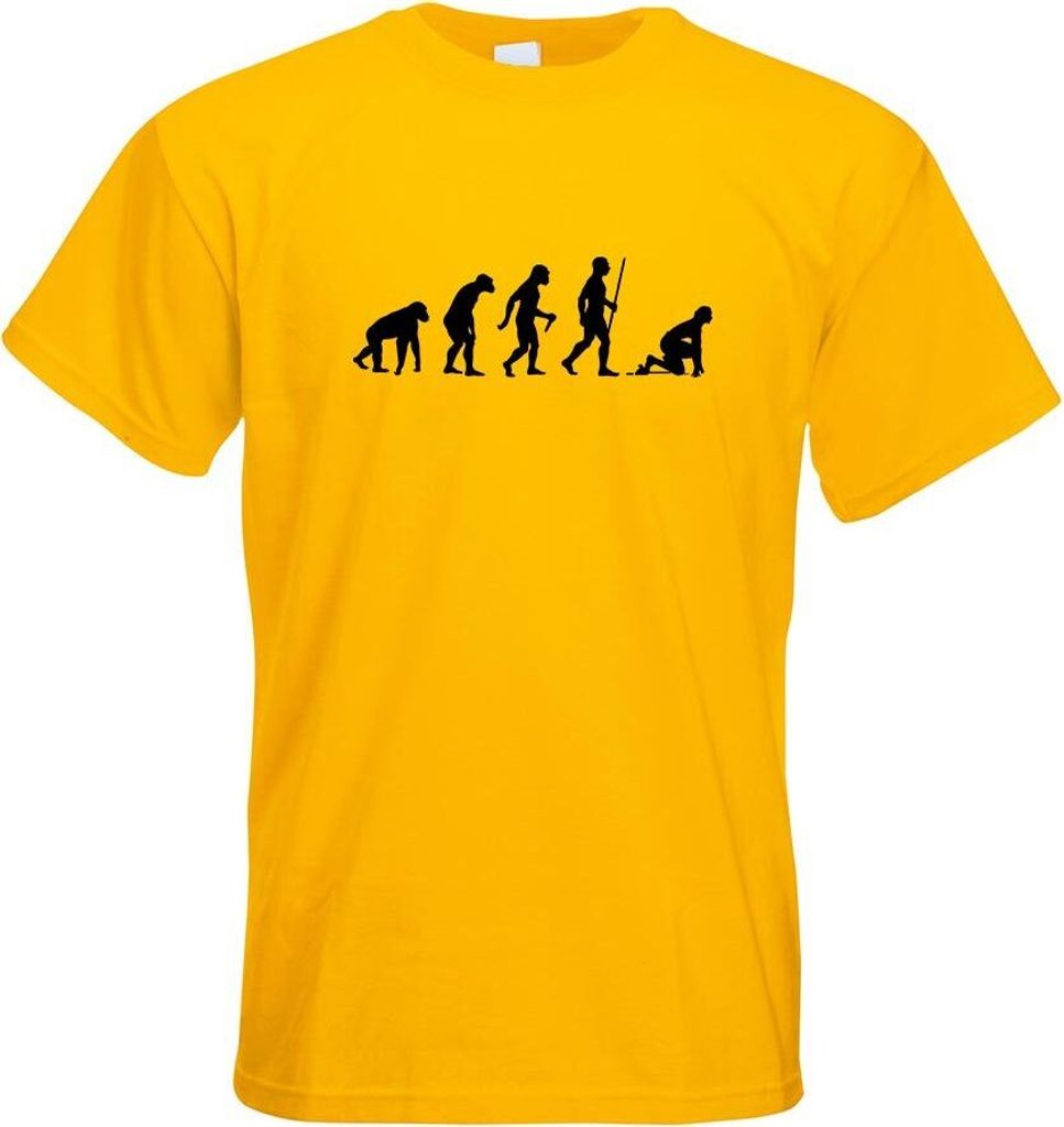 Kiwistar - T-Shirt - gelb - Sprint Laufen Evolution Motiv Bedruckt Funshirt Design Print - mit Motiv Bedruckt - Funshirt Design - Sport - Freizeit ...