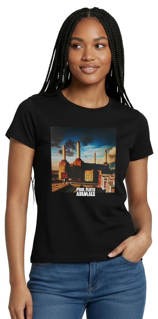 Spreadshirt Pink Floyd Animals Album Cover Frauen T-Shirt, XXL, Schwarz
