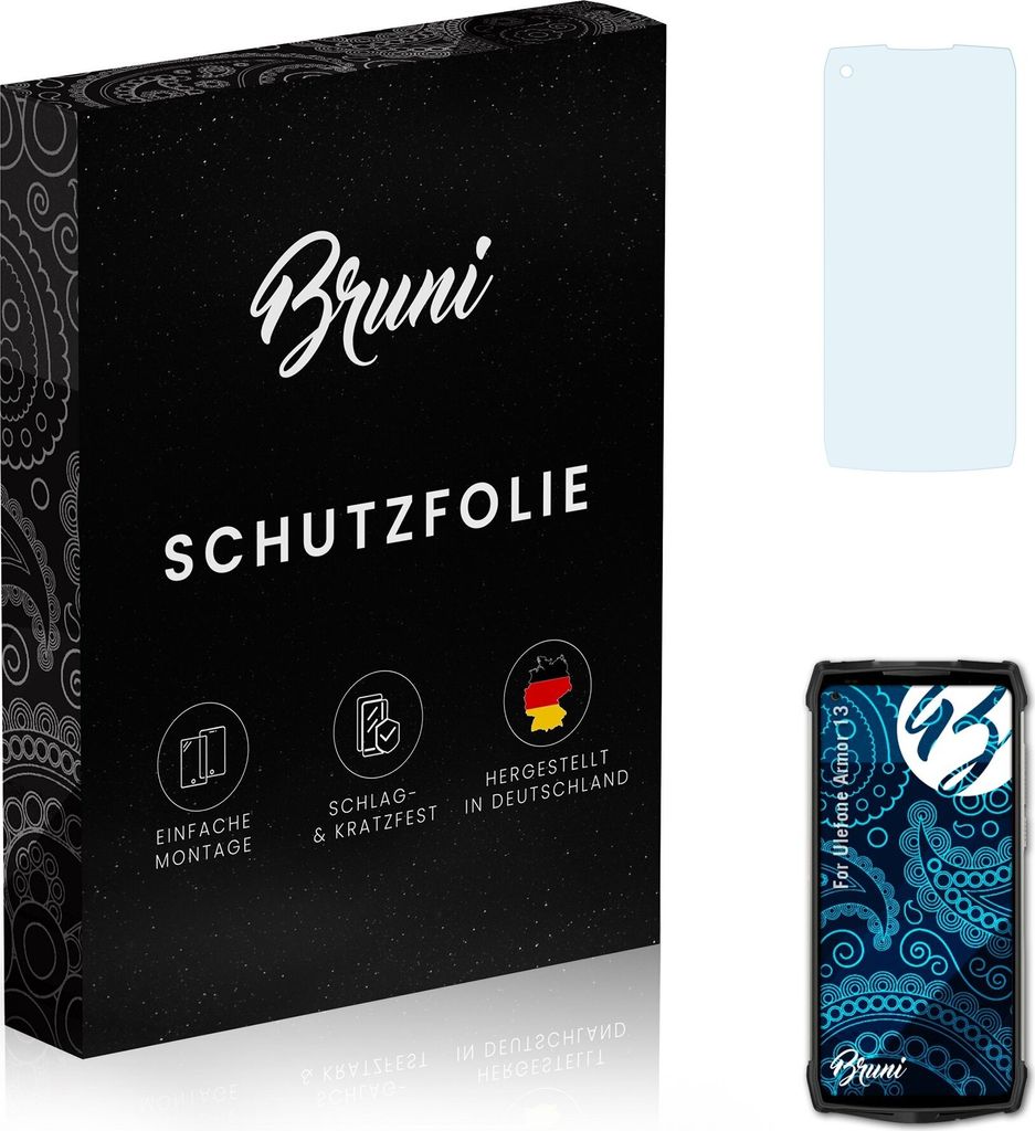 Bruni Basics-Clear 2x Schutzfolie kompatibel mit Ulefone Armor 13 Folie