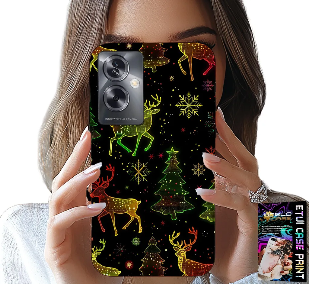 Offerta Cover Natale Oppo A79 5G: Foil, Renna e Alberi - Spedizione!