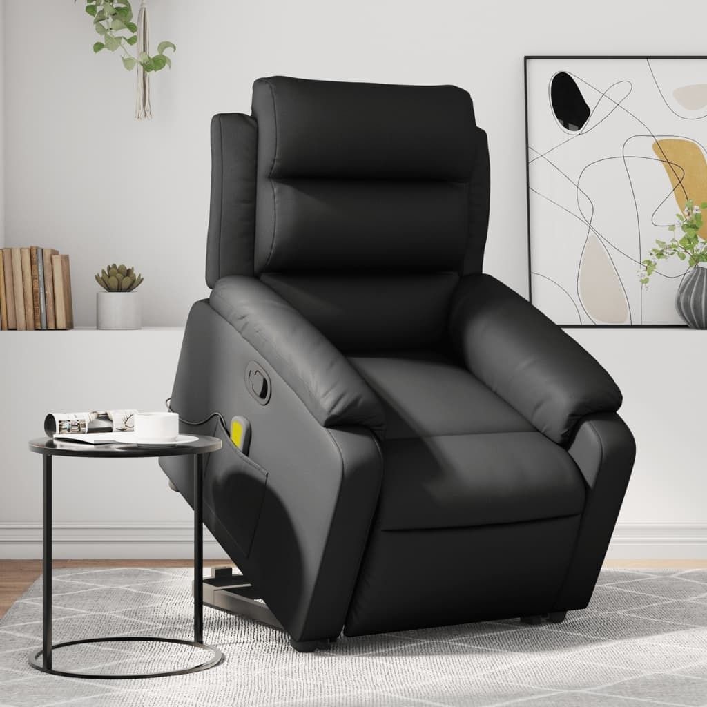 "2026 Promotion" Massagesessel mit Aufstehhilfe - Einzelsofa - Schwarz Kunstleder - Couchsessel CC11180
