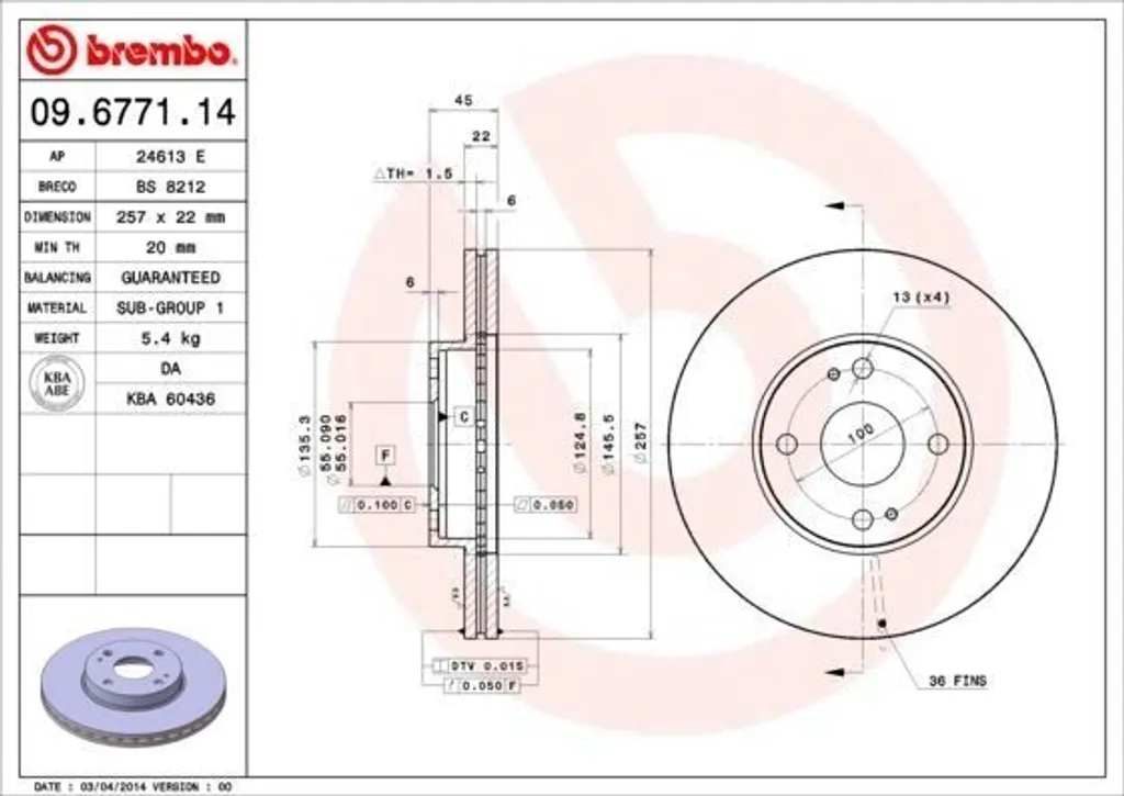 Disque de frein avant pour Mazda MX-3 et 323 BA de type origine
